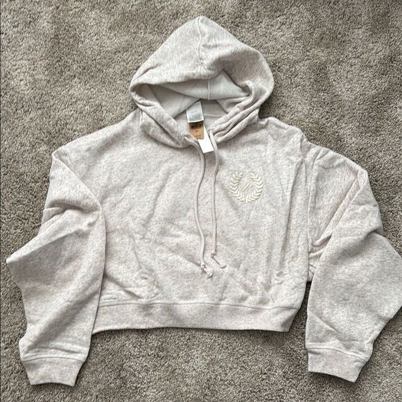 Victorias Secret PINK CROPPED HOODIE IN OATMEAL SIZE M - Picture 1 of 2